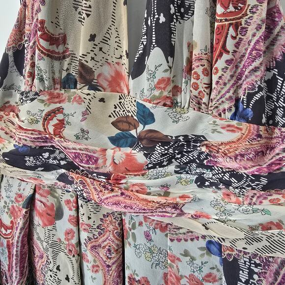 Adrianna Papel Silk Halter Dress Paisley Chiffon Fit Flare Lined Size 14 - Picture 5 of 12